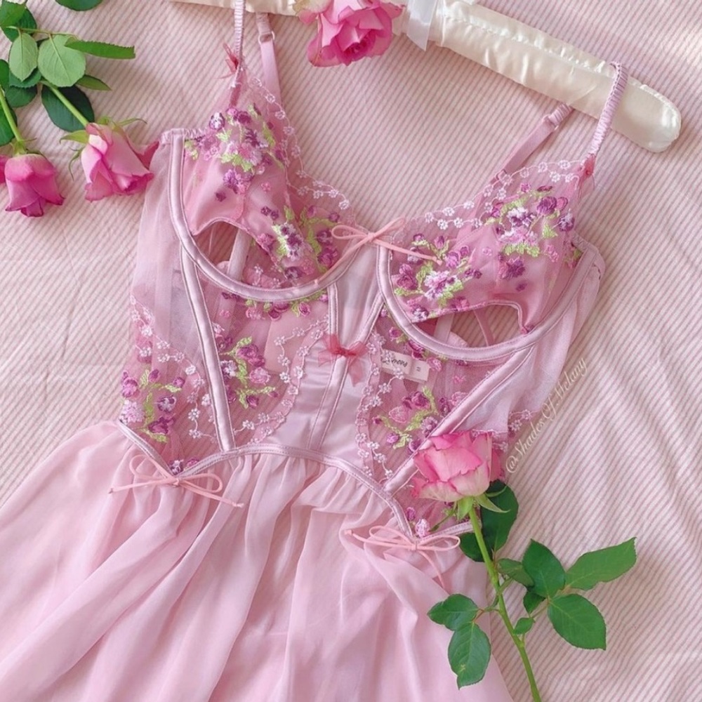 🍋 Lavender Fields Embroidery Bustier Slip Dress For Love and Lemons